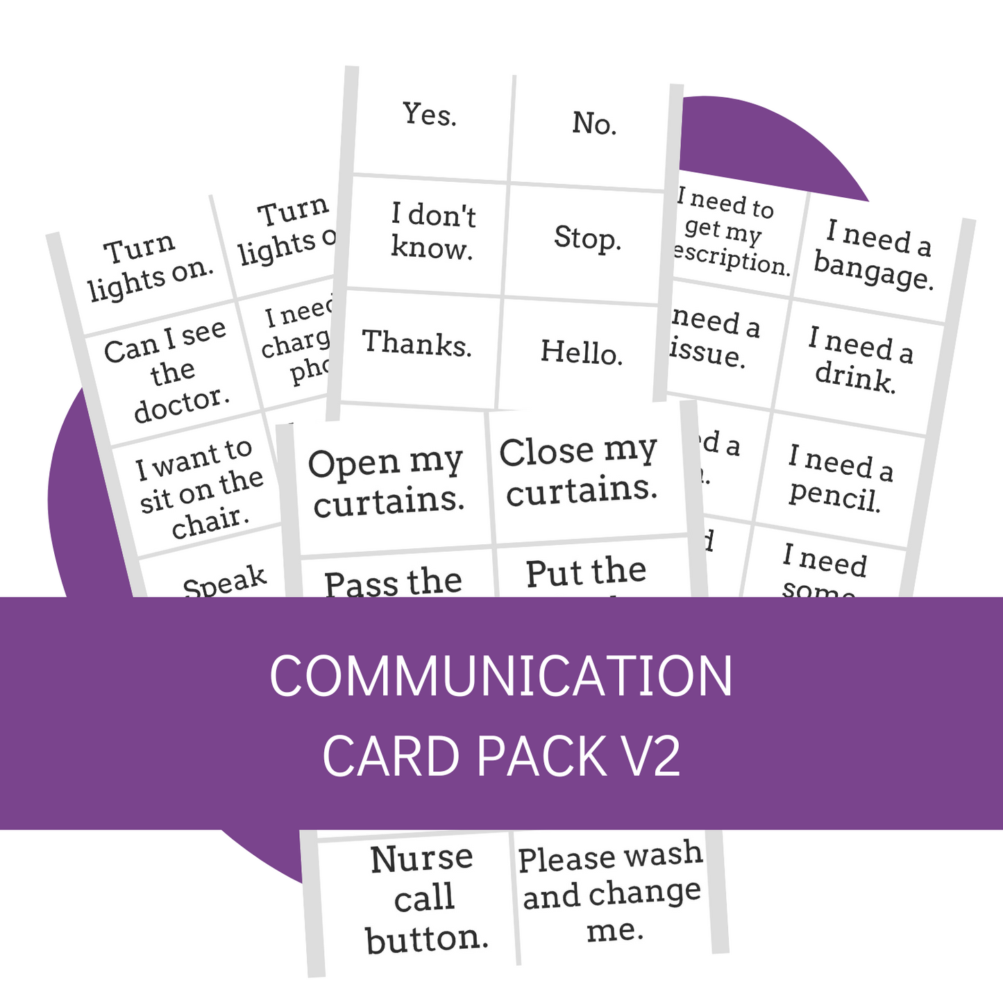 Common Communication Cards - Text Only