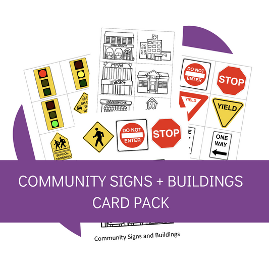 Community Signs & Buildings Printable Card Set