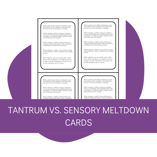 Tantrum vs Meltdown Awareness Cards